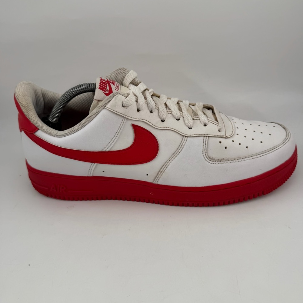 Nike Men’s Air Force 1 ‘07 - SZ 11 - White Red Lace-Up Low Top Shoes Sneakers